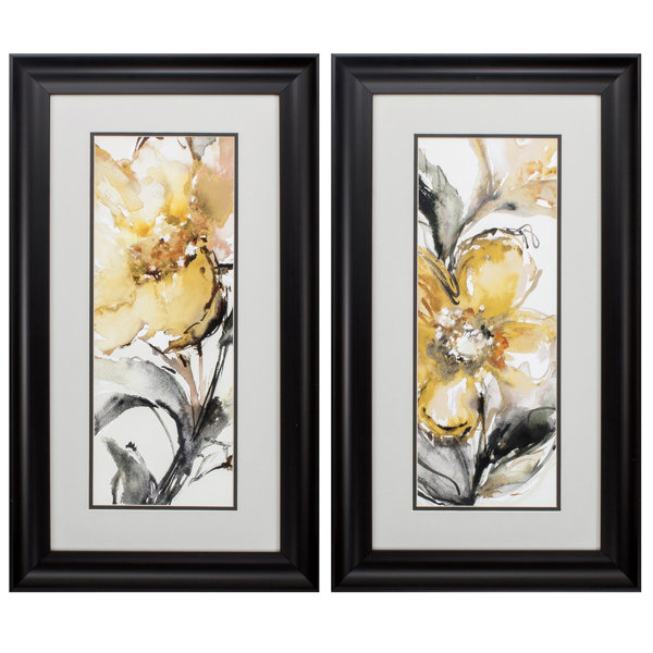 Charlton Home® 'Golden Flower' 2 Piece Framed Print Set & Reviews Wayfair.ca